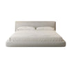 Amabilis Cotton Linen Fabric Minimalist Rounded Rectangle Headboard Bed Frame