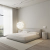 Amabilis Cotton Linen Fabric Minimalist Rounded Rectangle Headboard Bed Frame