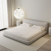 Amabilis Cotton Linen Fabric Minimalist Rounded Rectangle Headboard Bed Frame