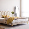 Cato Velvet Fabric Bed Frame Stripe Pattern Headboard