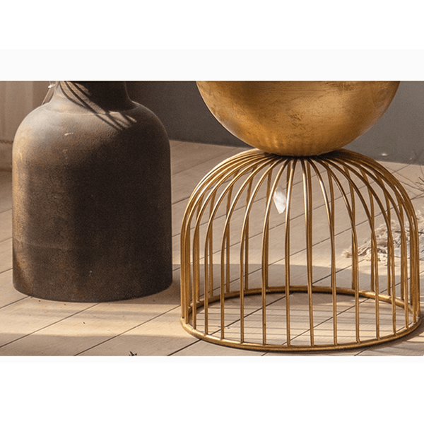 Ichigo Vintage Iron Hollow Golden Round Side Table