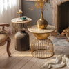 Ichigo Vintage Iron Hollow Golden Round Side Table