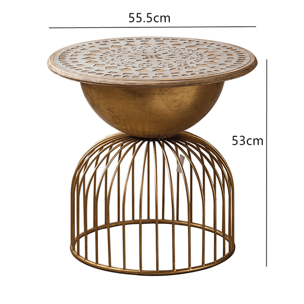 Ichigo Vintage Iron Hollow Golden Round Side Table