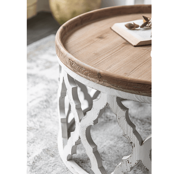 Ishtar Vintage White Small Round Side Table