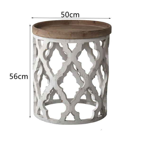 Ishtar Vintage White Small Round Side Table