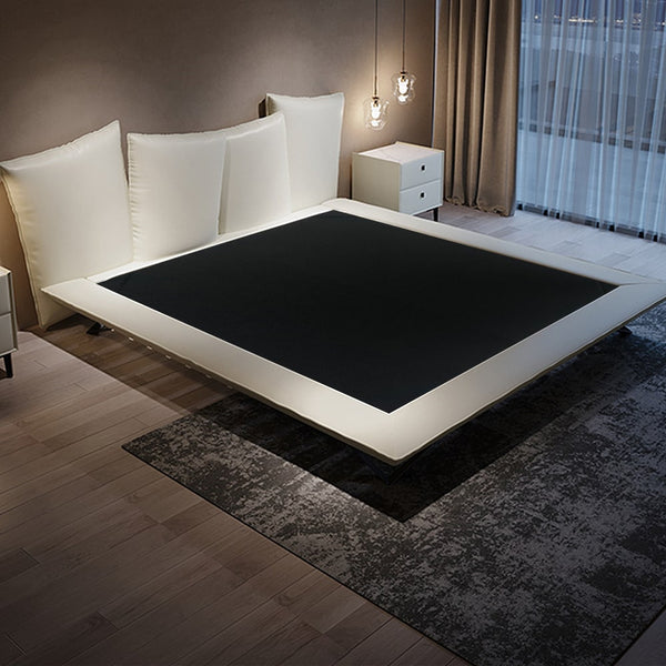 Ives Technical Fabric Special Shaped Headboard Luxury Modern Bed Frame