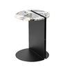 Jamari Modern Round Marble Side Table with Metal Base