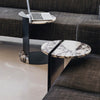 Jamari Modern Round Marble Side Table with Metal Base