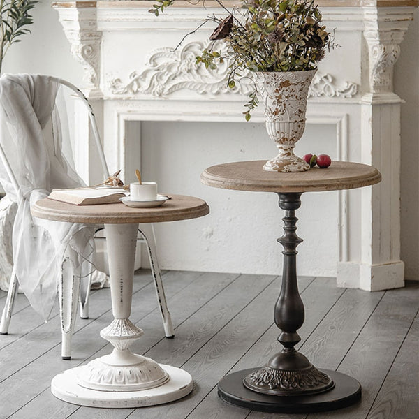Ikaia Vintage White Round Side Table