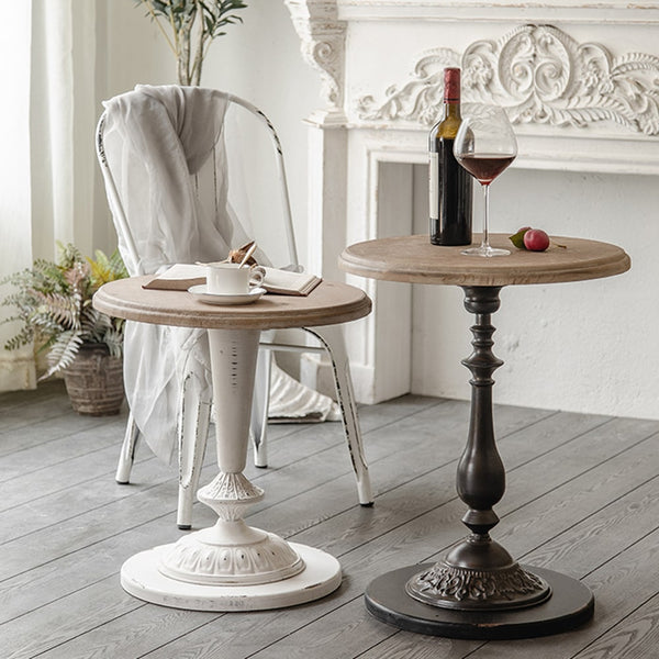 Ikaia Vintage White Round Side Table