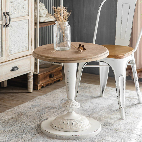Ikaia Vintage White Round Side Table