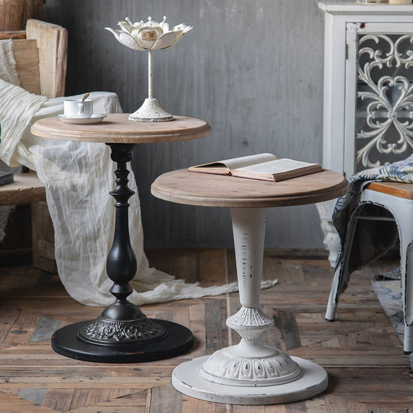 Ikaia Vintage White Round Side Table